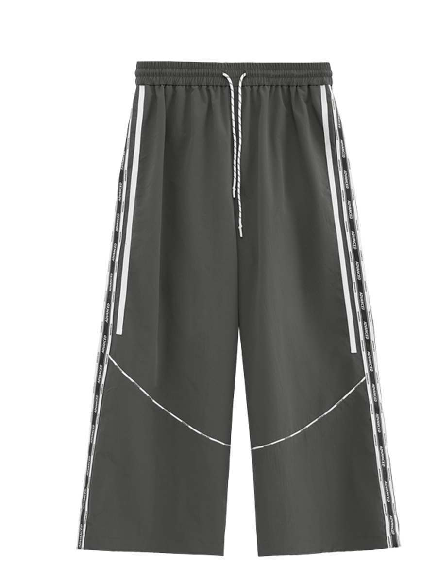 Liber men's SS hip-hop stitching, printed wide-leg trousers