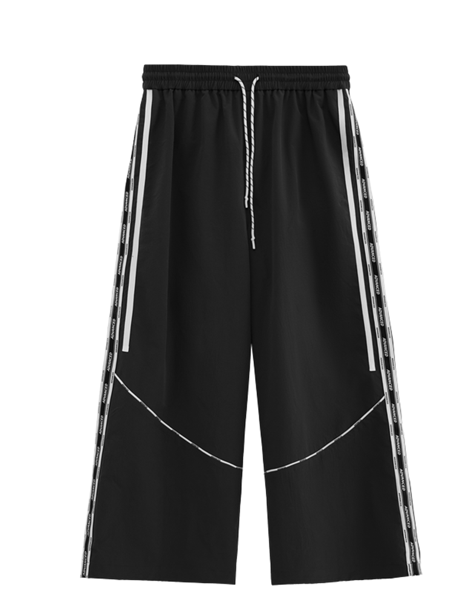 Liber men's SS hip-hop stitching, printed wide-leg trousers