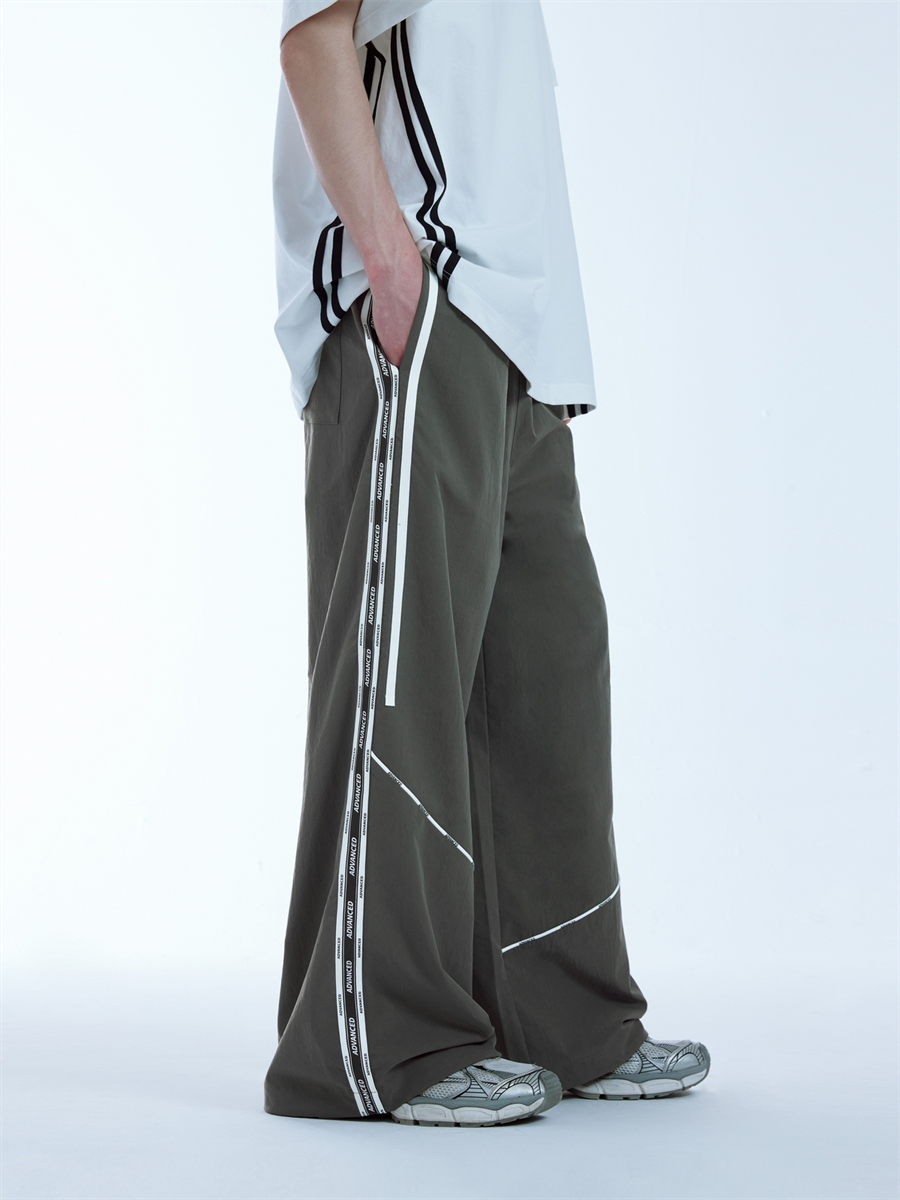 Liber men's SS hip-hop stitching, printed wide-leg trousers