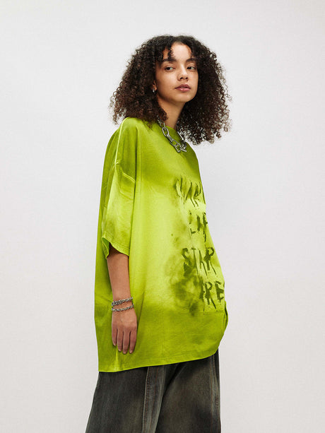 Liber Women's SS Hip-Hop Printed Round Neck Short Sleeve Loose T-Shirt