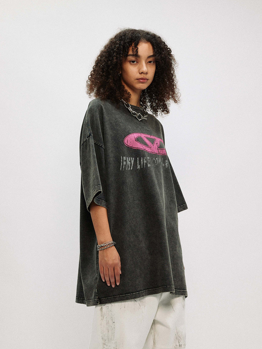 Liber Women's SS Hip-Hop Printed Round Neck Short Sleeve Loose T-Shirt