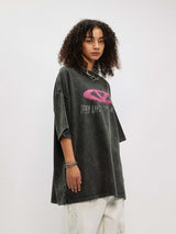 Liber Women's SS Hip-Hop Printed Round Neck Short Sleeve Loose T-Shirt