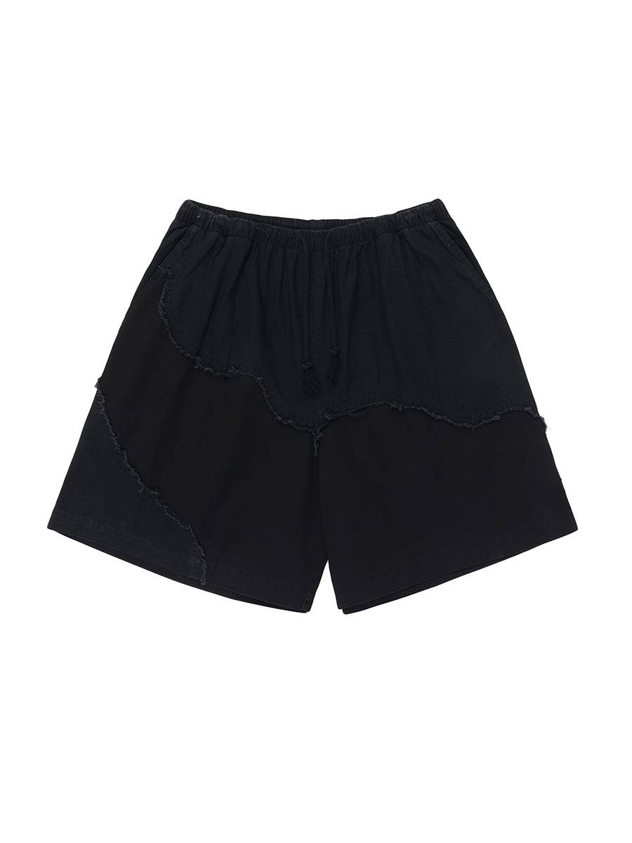 Liber men's SS hip-hop stitching mid-neck loose shorts