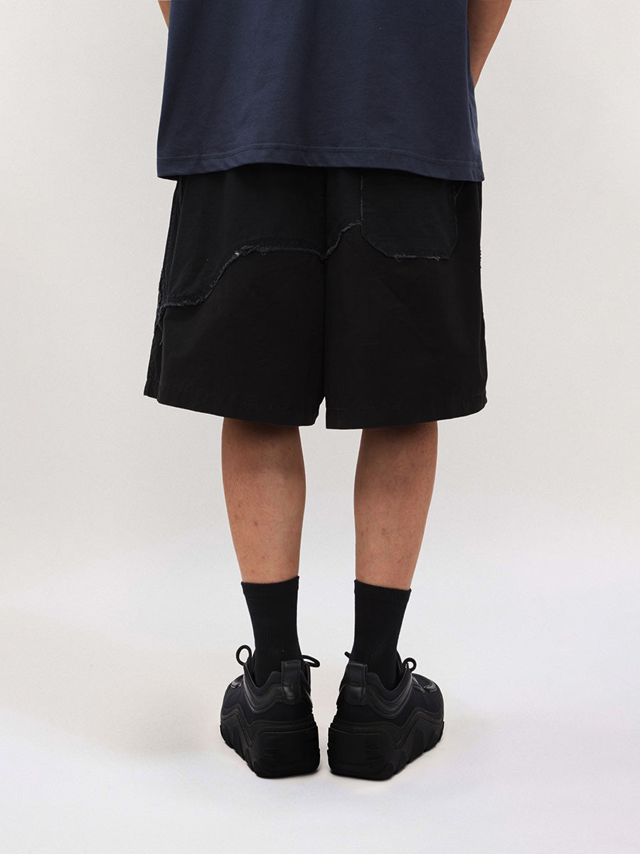 Liber men's SS hip-hop stitching mid-neck loose shorts
