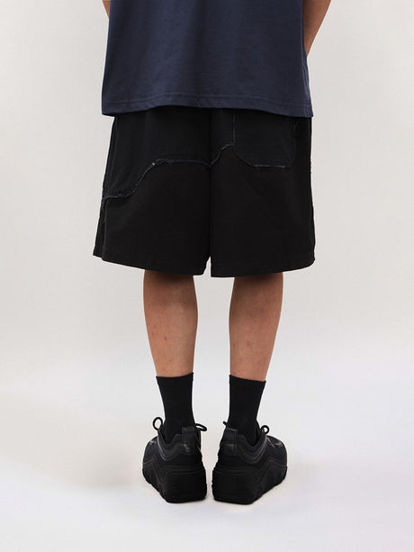 Liber men's SS hip-hop stitching mid-neck loose shorts