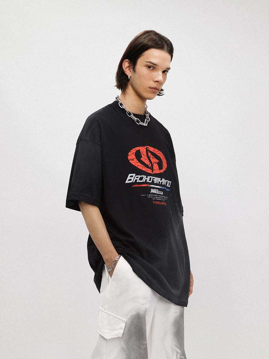 Liber Women's SS Hip-Hop Printed Round Neck Short Sleeve Loose T-Shirt