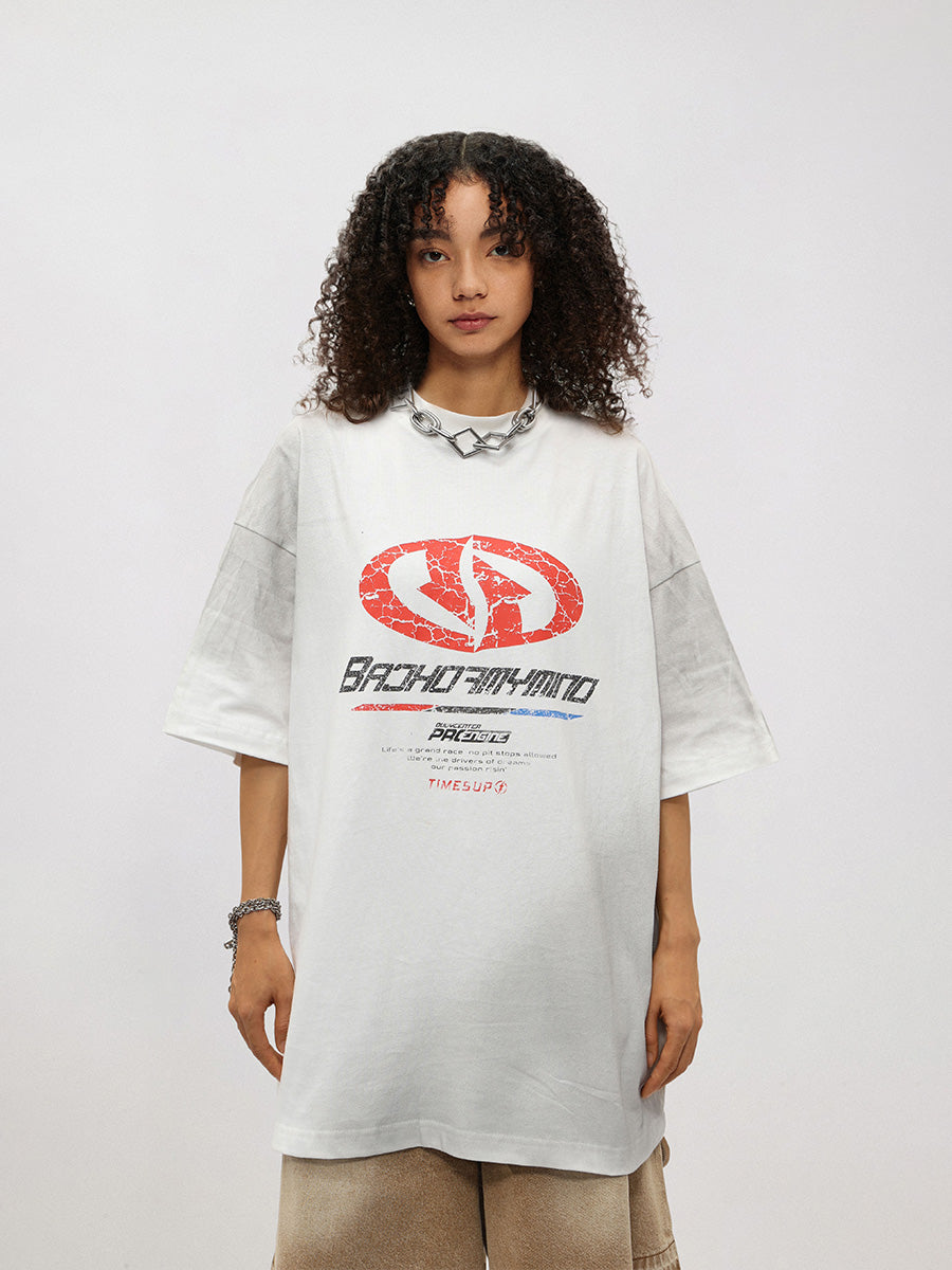 Liber Women's SS Hip-Hop Printed Round Neck Short Sleeve Loose T-Shirt
