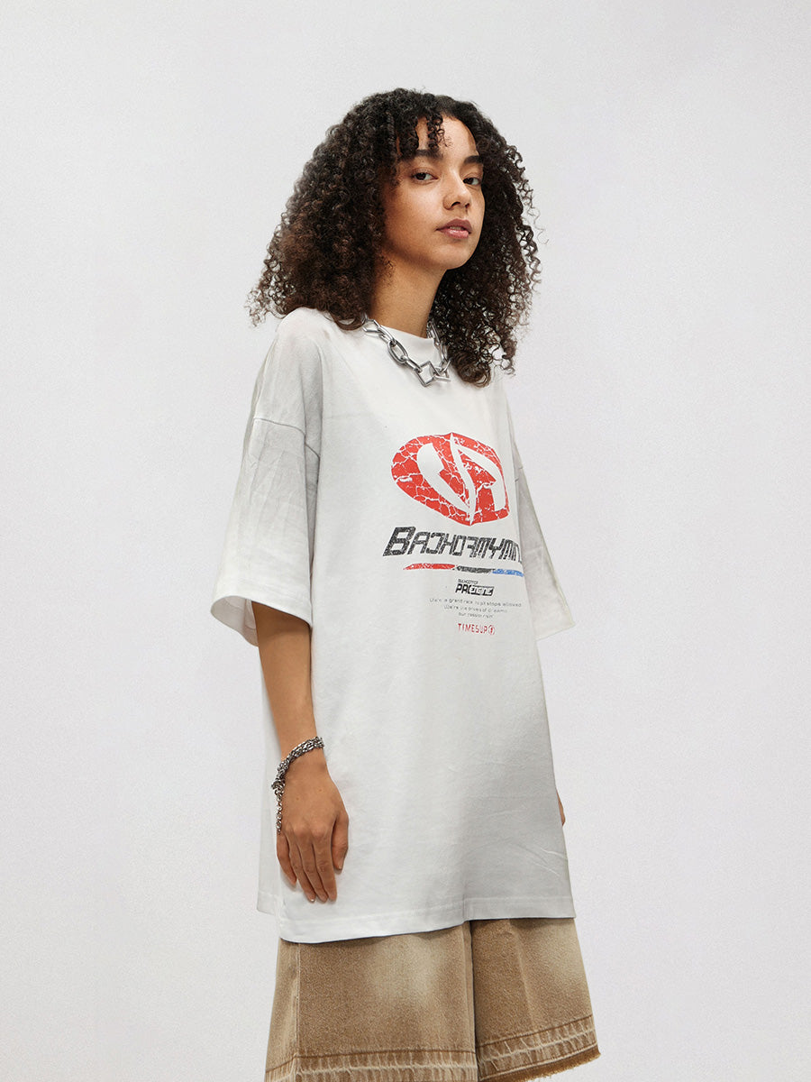 Liber Women's SS Hip-Hop Printed Round Neck Short Sleeve Loose T-Shirt