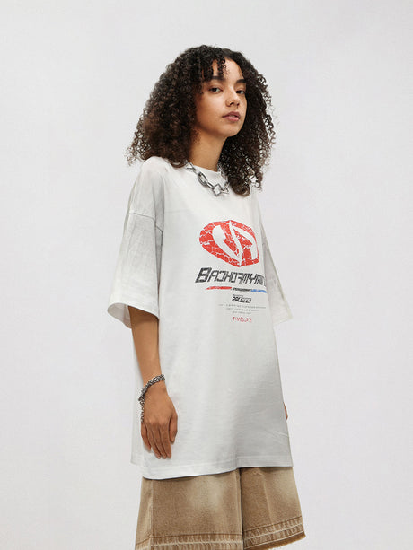 Liber Women's SS Hip-Hop Printed Round Neck Short Sleeve Loose T-Shirt