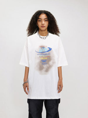 Liber Women's SS Hip-Hop Printed Round Neck Short Sleeve Loose T-Shirt