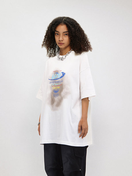 Liber Women's SS Hip-Hop Printed Round Neck Short Sleeve Loose T-Shirt