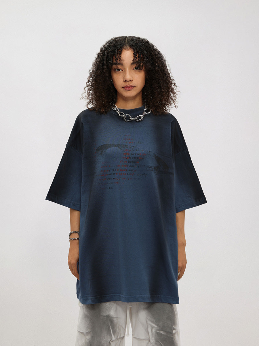 Liber Women's SS Hip-Hop Printed Round Neck Short Sleeve Loose T-Shirt