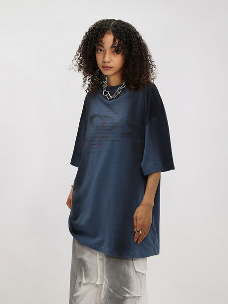 Liber Women's SS Hip-Hop Printed Round Neck Short Sleeve Loose T-Shirt