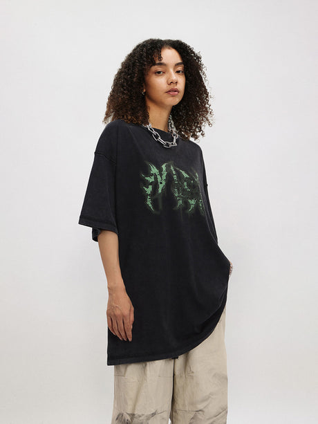 Liber Women's SS Hip-Hop Printed Round Neck Short Sleeve Loose T-Shirt