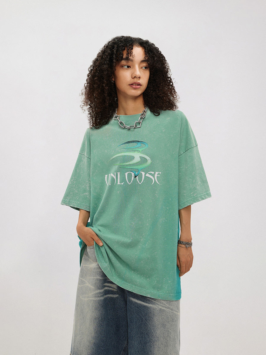 Liber Women's SS Hip-Hop Printed Round Neck Short Sleeve Loose T-Shirt