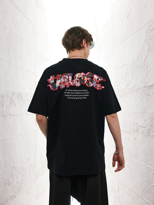 Liber Men's SS Hip-Hop Printed Round Neck Short Sleeve Loose T-Shirt