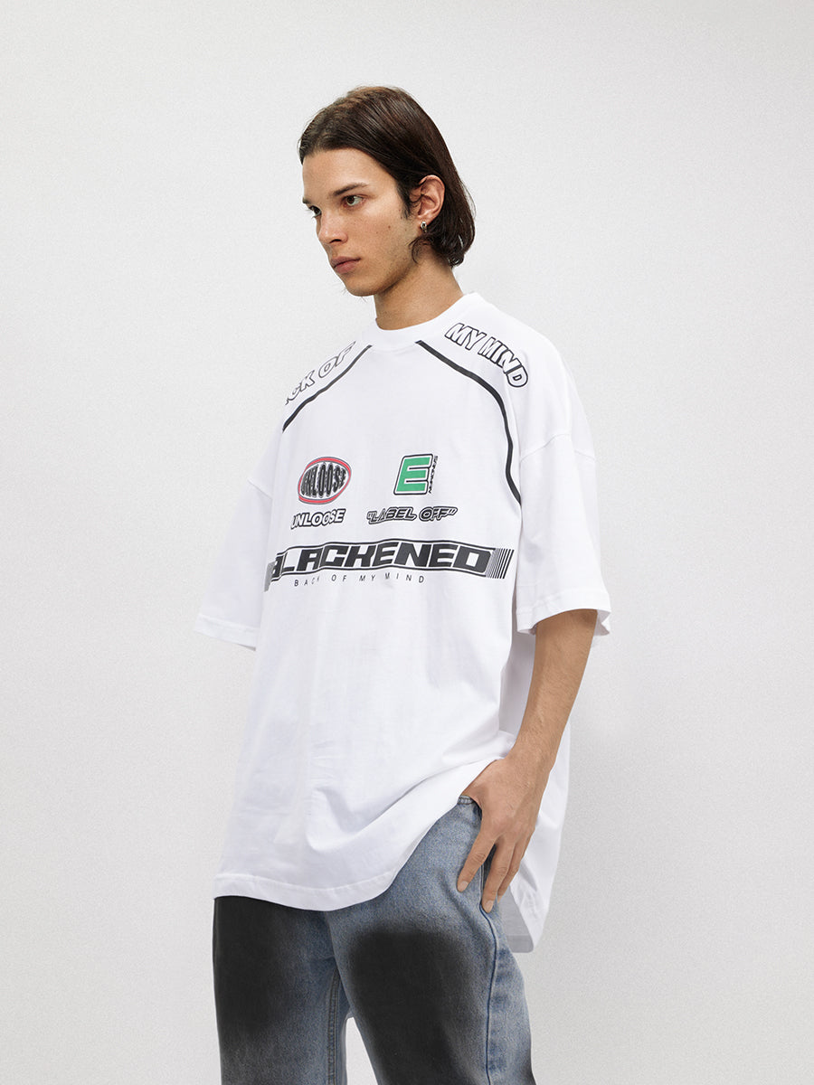 Liber Men's SS Hip-Hop Printed Round Neck Short Sleeve Loose T-Shirt