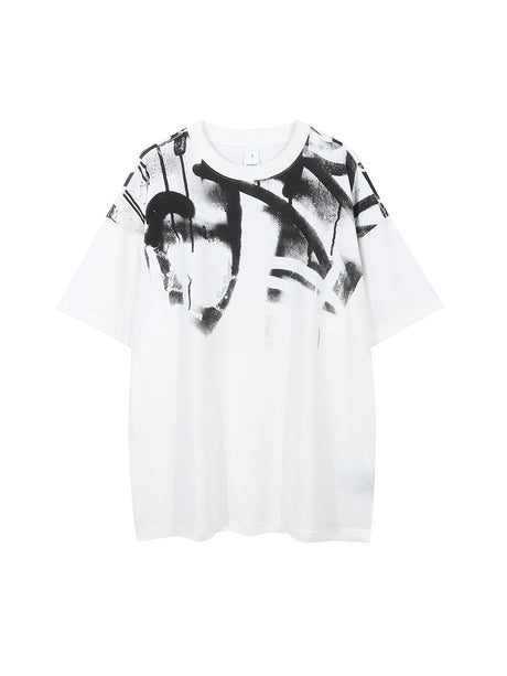 Liber Men's SS Hip-Hop Printed Round Neck Short Sleeve Loose T-Shirt