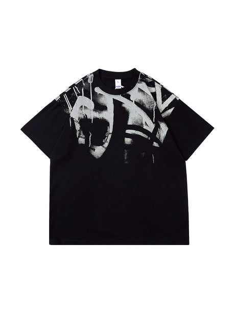Liber Men's SS Hip-Hop Printed Round Neck Short Sleeve Loose T-Shirt
