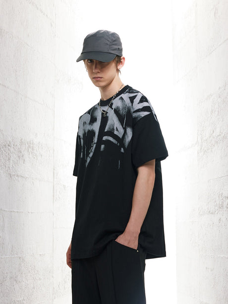 Liber Men's SS Hip-Hop Printed Round Neck Short Sleeve Loose T-Shirt