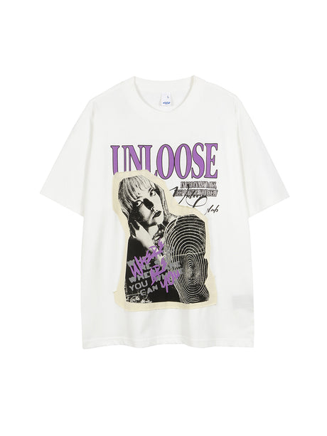 Liber Men's SS Hip-Hop Printed Round Neck Short Sleeve Loose T-Shirt