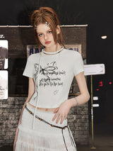 Liber Summer Women's Butterfly Print Short Sleeve T-Shirt