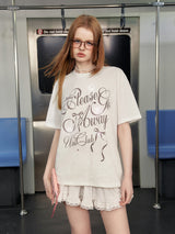 Liber Summer Women's Letter Print Short Sleeve T-Shirt