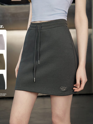 Liber Summer Women's Boudoir Ballet Letter Embroidery Solid Elastic Waist Skirt