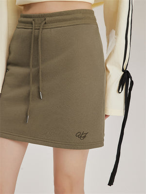 Liber Summer Women's Boudoir Ballet Letter Embroidery Solid Elastic Waist Skirt
