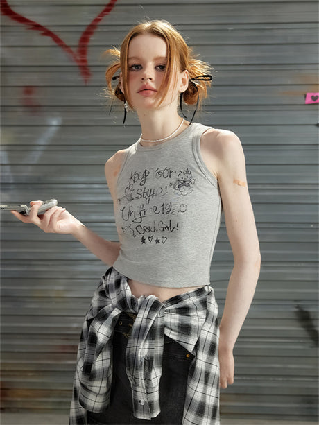 Liber Summer Women's Boudoir Ballet Print Round Neck Camisole
