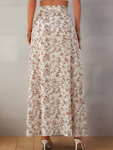 Liber Summer Women's Pastoral Print, Slit A-Line Skirt