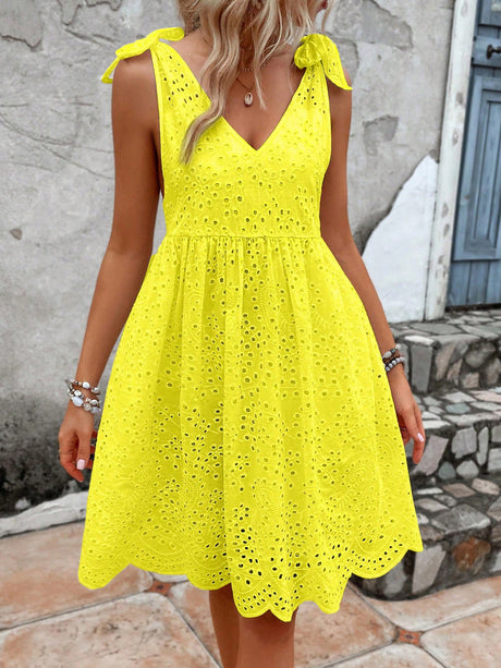 Liber summer women's clothing pastoral straps embroidery hollow V-neck sleeveless Mini&Short Dresses