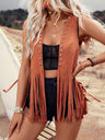 Liber Summer Women's Bohemian Solid Color Rivet Loose Vest