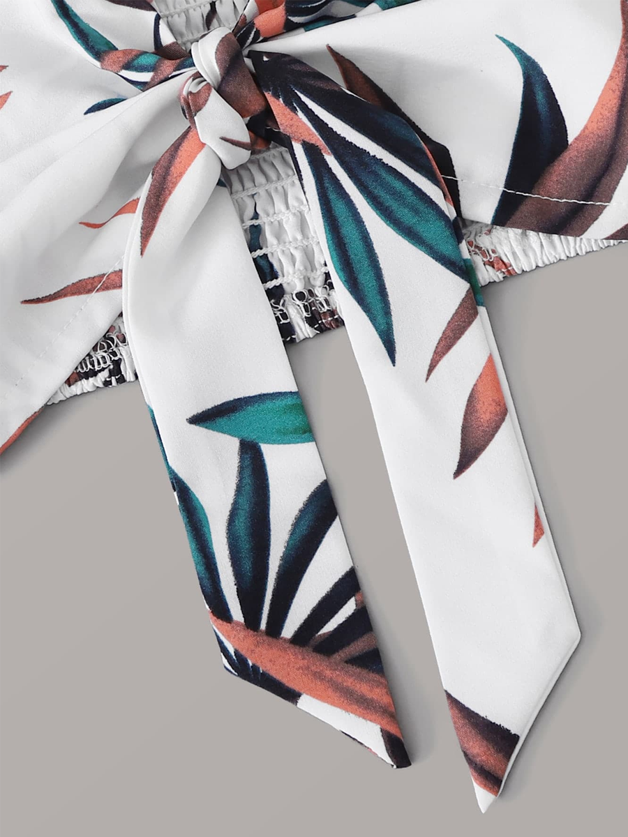 Liber Summer Women's Beach Print V-Neck Sleeveless Loose Two-Piece Suit