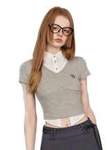 Liber Women's Summer Y2K Solid Layered Top