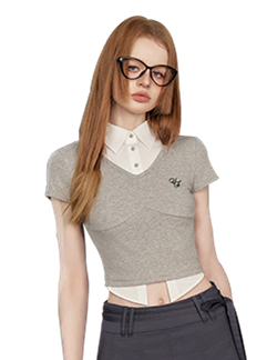 Liber Women's Summer Y2K Solid Layered Top