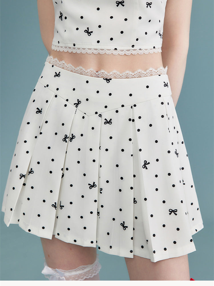 Liber Women's Summer Y2K Polka Dot Pleated Skirt