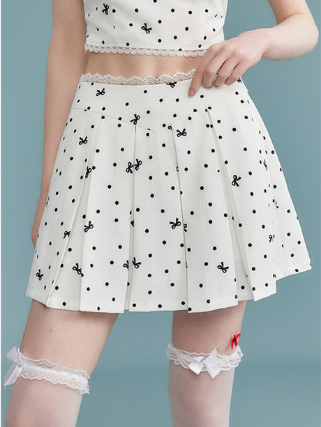 Liber Women's Summer Y2K Polka Dot Pleated Skirt