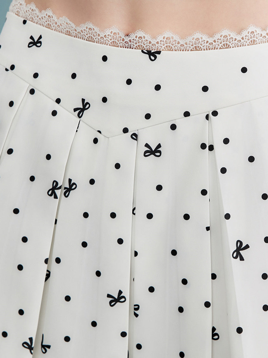 Liber Women's Summer Y2K Polka Dot Pleated Skirt