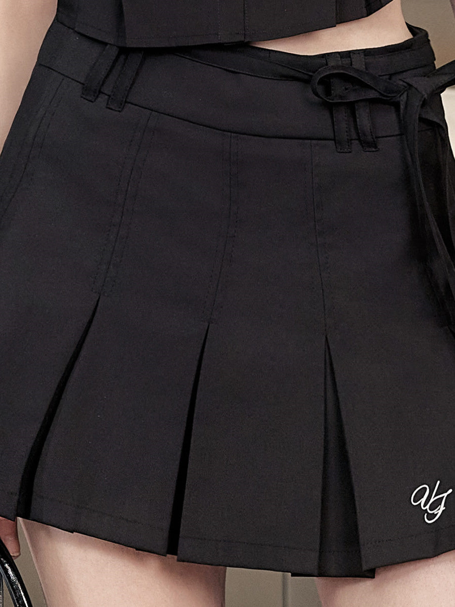 Liber Women's Summer Y2K Solid Pleated Skirt
