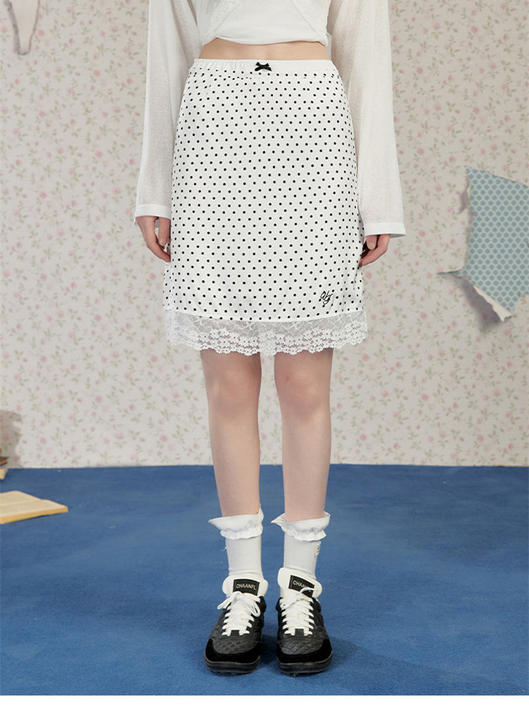 Liber Women's Summer Y2K Polka Dot Patchwork Skirt