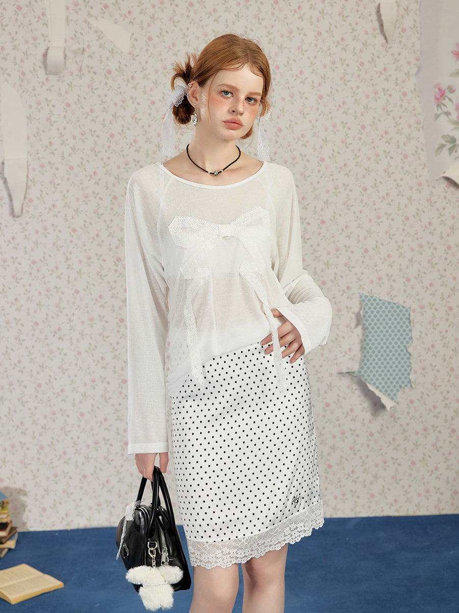 Liber Women's Summer Y2K Polka Dot Patchwork Skirt