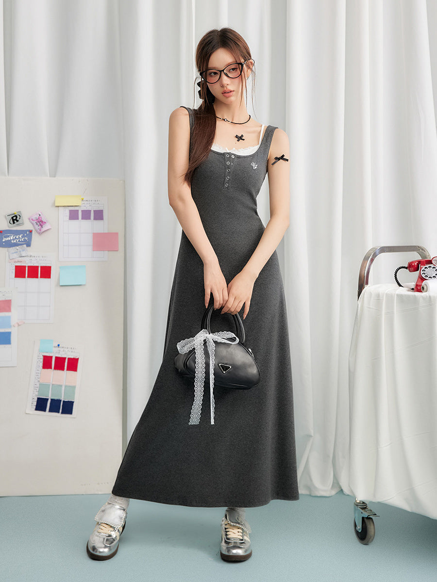 Liber Women's Summer Y2K Solid Sleeveless Maxi Dresses
