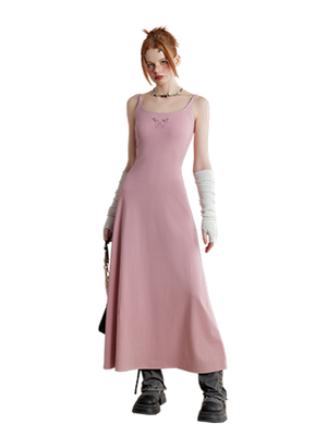 Liber Women's Summer Y2K Solid Butterfly Pattern Strapped Maxi Dresses