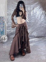 Liber Women's Summer Ruffle A-Line Skirt