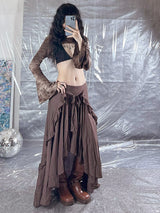 Liber Women's Summer Ruffle A-Line Skirt