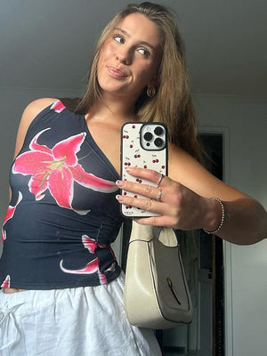 Liber Women's Summer Y2K Hot Girl Print Slant Collar Tank Top