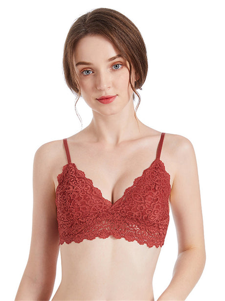 LiberSS women's solid lace 1/2 cup no steel support push-up bra