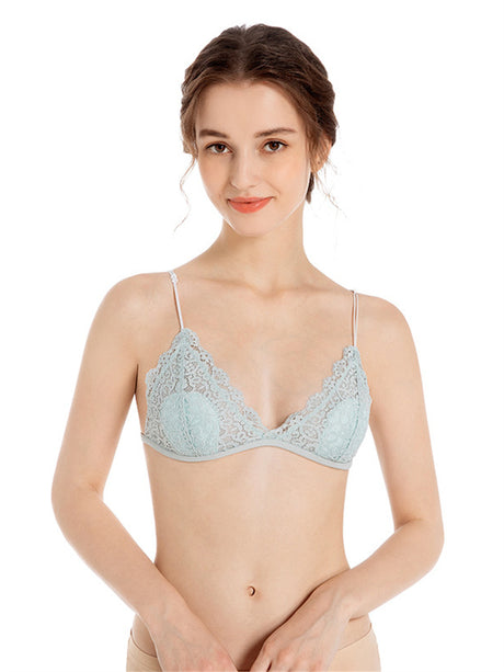 Liber Women's Solid Color, Lace 1/2 Cup Non-Wired Push-up Bra