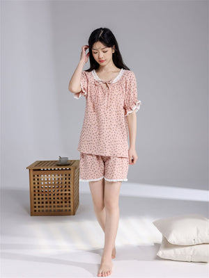 LiberSS women's daily casual printed round neck short sleeve Sleepwear
